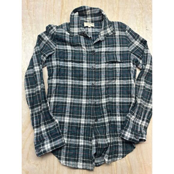 Elizabeth and Jainey Tops - Vintage Elizabeth and Jainey Women's Multicolor Plaid Button Back Unique